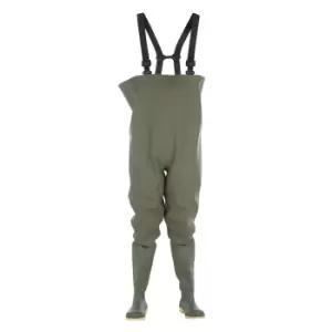 image of Dikamar Administrator Chest Wader / Mens Boots / Plain Rubber Wellingtons (10 UK) (Green)