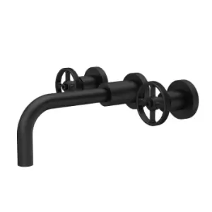 image of Hudson Reed Revolution Wall Mounted Basin Mixer - Matt Black