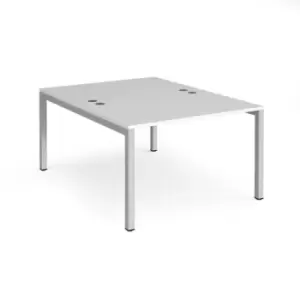 Image of Bench Desk 2 Person Rectangular Desks 1200mm White Tops With Silver Frames 1600mm Depth Connex