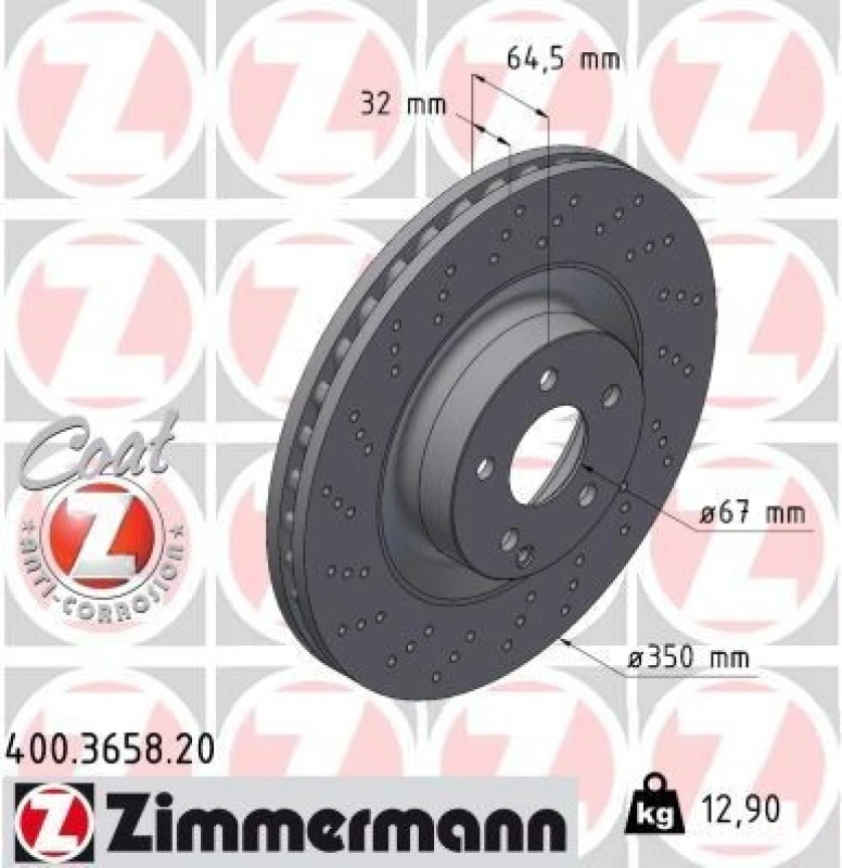 Image of ZIMMERMANN Brake disc ZIMMERMANN 400.3658.20