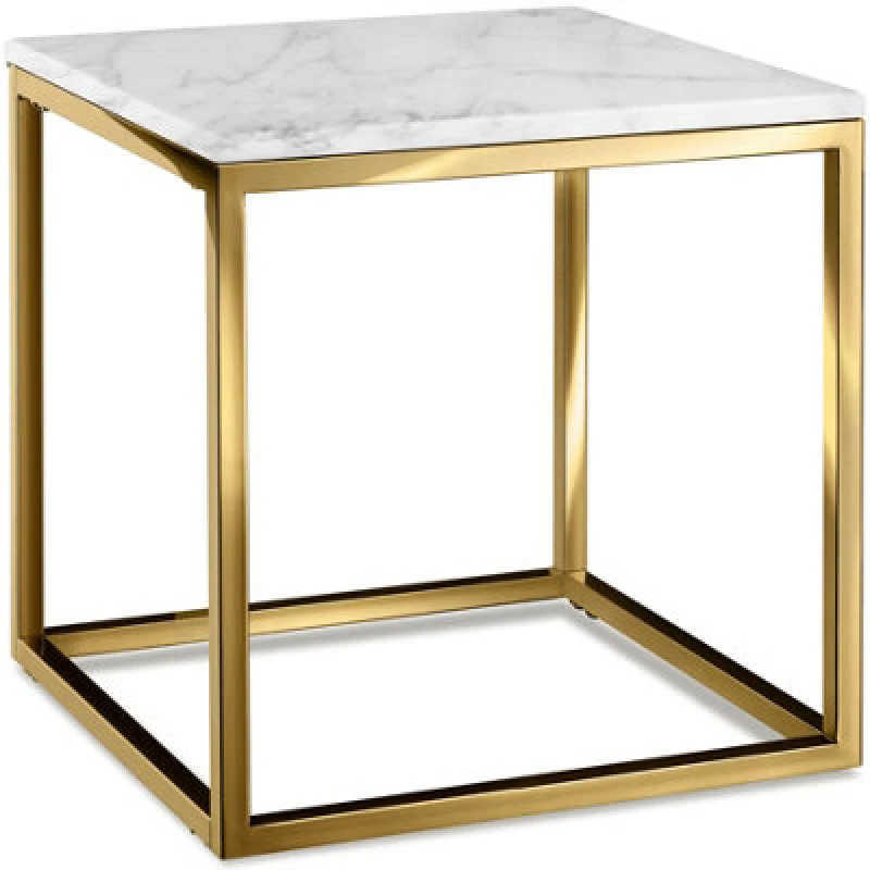 Image of Tectake Side Table Alysia - Marble Top, Square Design - White/gold