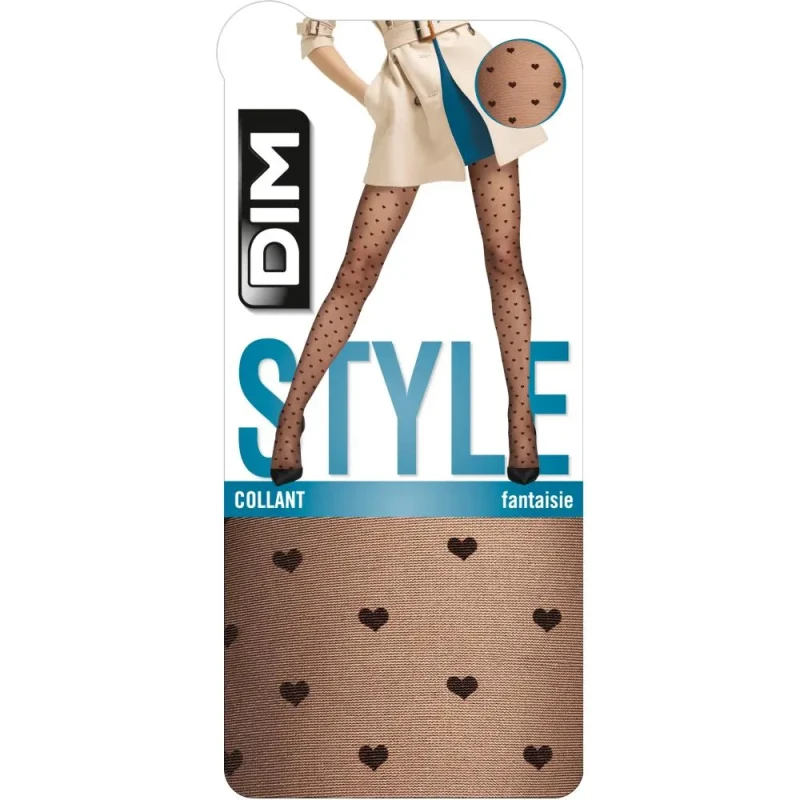 Image of Dim Womens tights DIM voile transparent a cœurs multiples 19D Noir Female Taille 1/2