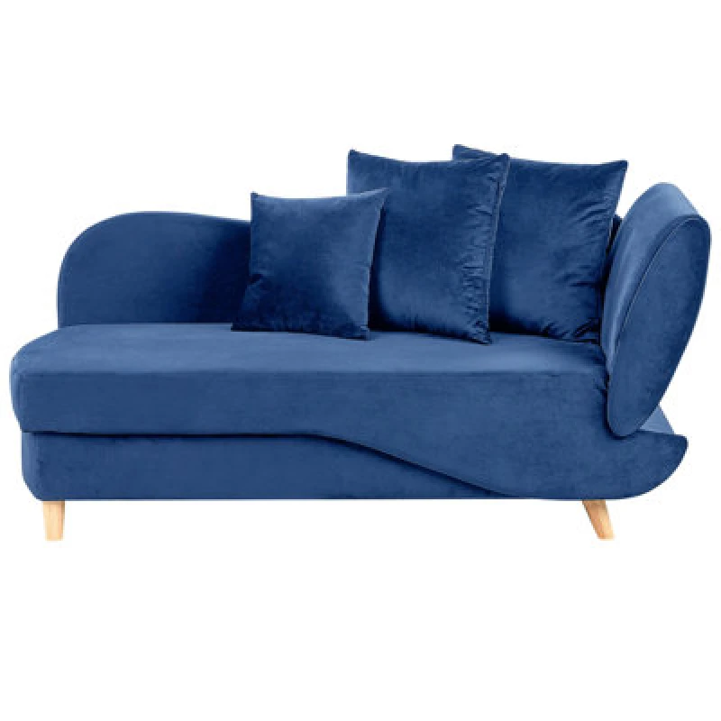 Image of Beliani Right-Hand Chaise Lounge Meri Velvet Navy Blue With Storage