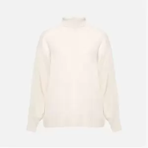 image of Missguided Plus Size Roll Neck Cable Knit Jumper - Cream