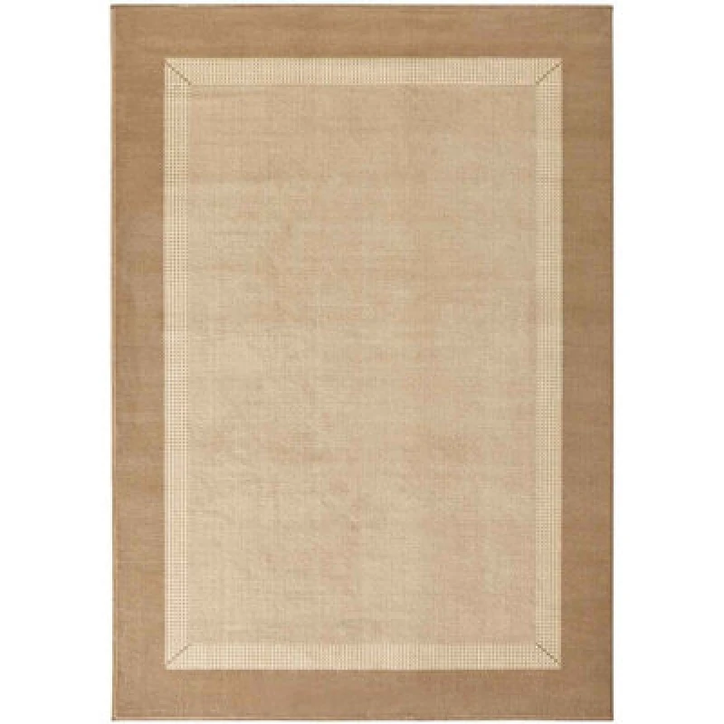 Image of The Rugs Designer Velours Band Rug Polypropylene Short Pile Rug And Runner In Beige