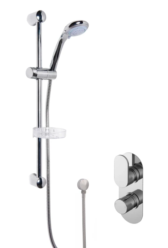 Image of Balterley Concealed Round Twin Valve Multi Function Handset Slide Rail Kit Silver
