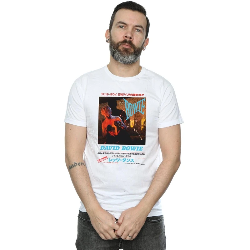 Image of David Bowie David Bowie Men Asian Poster T-Shirt in White Size: Small White S Male 5057972377116