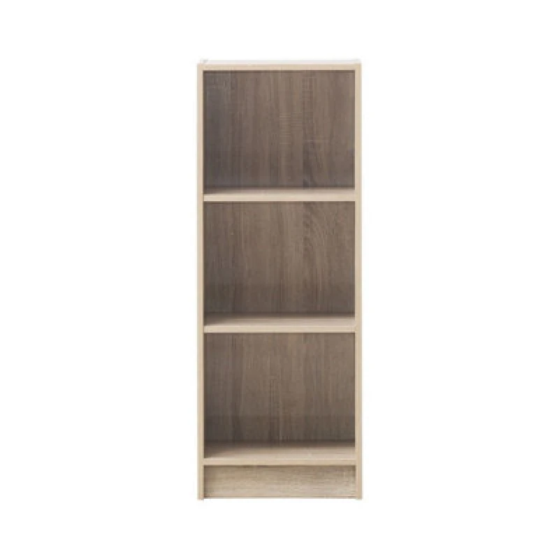 Image of Timber Art Design 3 Tier Medium Narrow Bookcase Shelving Unit Living Room Office Bedroom Sonoma Oak