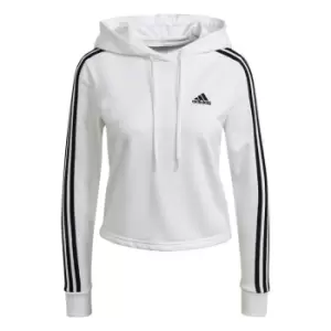 image of adidas 3 Stripe Crop Hoodie Womens - White