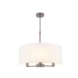 image of Ceiling Pendant Light Matt Nickel & Vintage White Fabric 3 x 40W E14 e10094