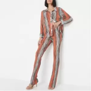 Image of Missguided Co Ord Abstract Mesh Plisse Flared Trousers - Multi