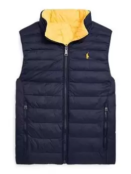 Image of Ralph Lauren Boys Reversible Gilet - Navy/yellow, Navy/Yellow, Size Age: 16 Years=Xl