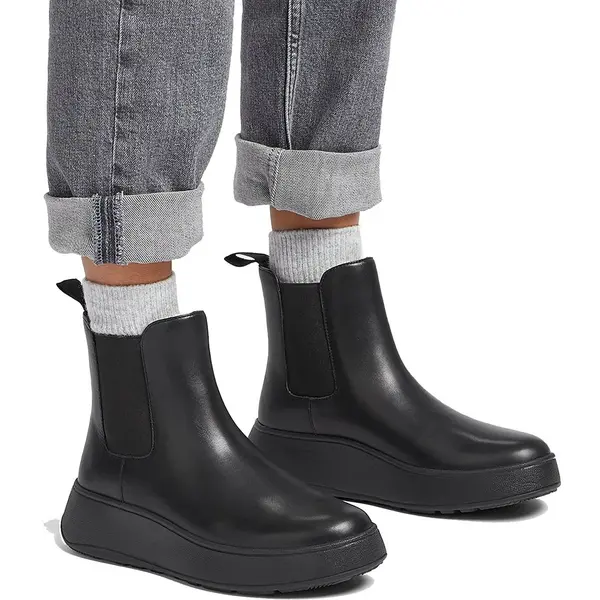 Image of FitFlop Womens F-Mode Flatform Chelsea Boots Ankle Boots - UK 7