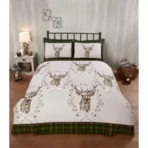 Image of Rapport Home Furnishings Rapport Home New Angus Stag Duvet Set Green Double