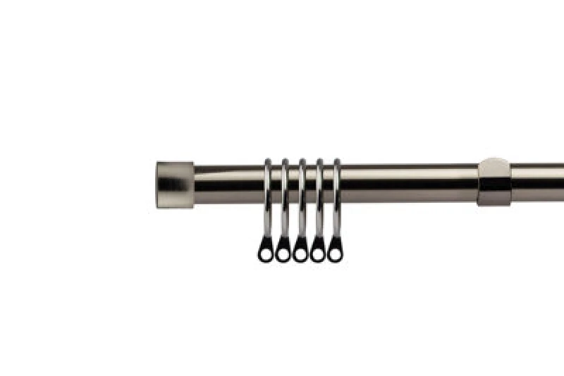 Image of 16-19mm Fenton Extendable Metal Curtain Pole Set Black Silk 120-210Cm