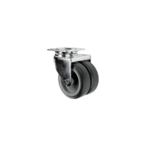 Swivel Plate 75MM Twin Rubber Tyre