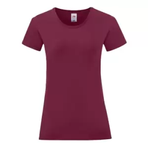 Image of Fruit Of The Loom Womens/Ladies Iconic T-Shirt (L) (Burgundy)