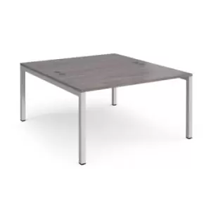 Image of Connex back to back desks 1400mm x 1600mm - silver frame and grey oak top