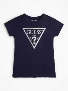 image of Guess GIULIO Girls Childrens T shirt in Blue. Sizes available:8 ans,10 ans,12 ans,14 ans