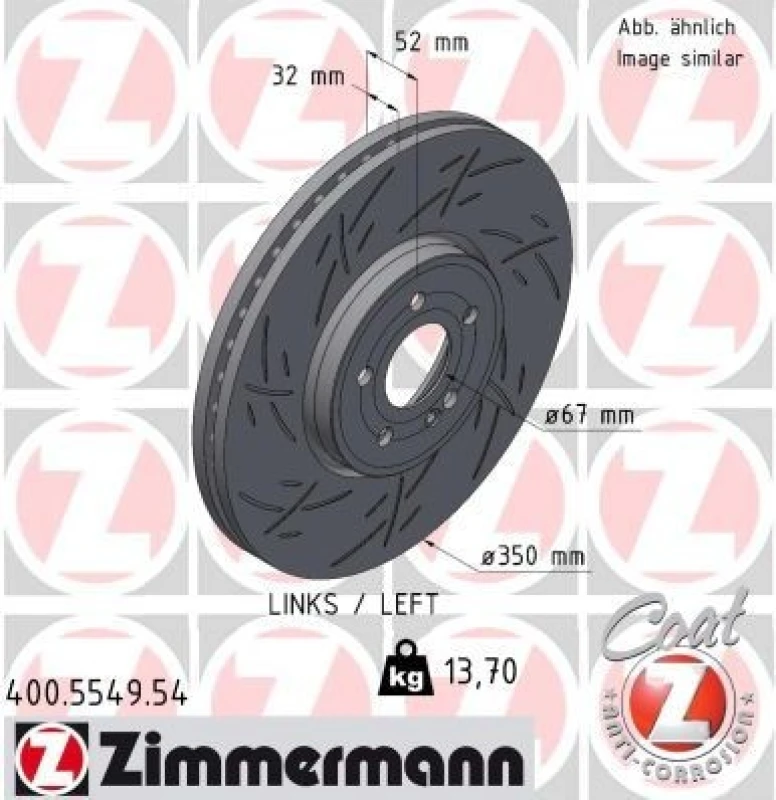 Image of ZIMMERMANN Brake disc ZIMMERMANN 400.5549.54