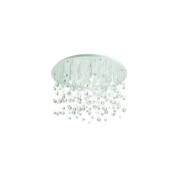 Image of Ideal Lux Neve - 12 Light Large Semi Blown Glass Bubbles Flush Ceiling Pendant White, G9