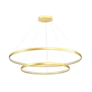 image of Carlo Integrated LED Pendant Ceiling Light, Gold, 2 Light, 4000K, 3900lm