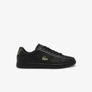 Image of Lacoste Womens Carnaby Evo Leather Platinum Detailing Trainers Size 3 UK Black