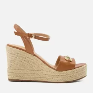 image of Dune Kai Gold-Toned Leather Wedged Sandals - UK 6