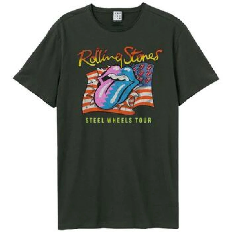 Image of Amplified Amplified Men Steel Wheels The Rolling Stones T-Shirt in Charcoal Size: X-Small Charcoal XS Male 5063425486243