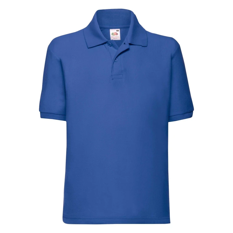 Image of Fruit of the Loom Pique Short-Sleeved Polo Shirt in Royal Size: 12-13 Years Royal Unisex 12-13 Years