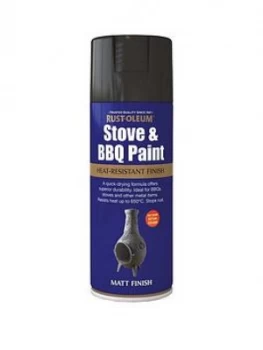 Image of Rust-Oleum Stove & Bbq Spray Paint Black Matt 400Ml