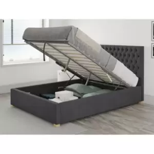 Image of Monroe Ottoman Upholstered Bed, Plush Velvet, Steel - Ottoman Bed Size Double (135x190)