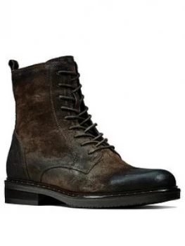 Image of Clarks Jenna Lace-Up Suede Ankle Boot - Dark Brown