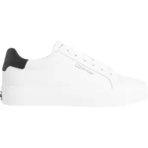 Image of Calvin Klein Leather Lace Up Trainers - White