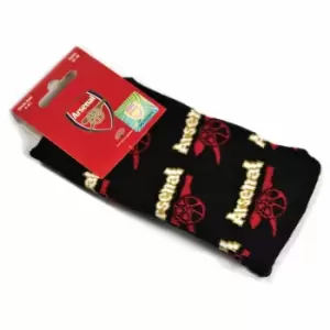 image of Arsenal FC Unisex Adult All-Over Print Socks (8 UK-11 UK) (Black)