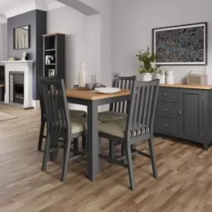Image of Kettle Interiors Grasmere Two Tone Oak & Grey Square Fixed Dining Table