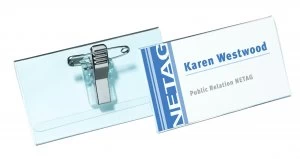 Image of Durable Name Badge 40x75mm Combi Clip Fastener Pack of 50 814119