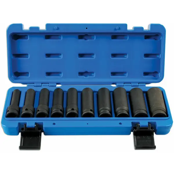 Image of LASER TOOLS Metric Deep Impact Socket Set 1/2D 10pc Bi-Hex 12pt 7041 - Laser Tools 5018341070410