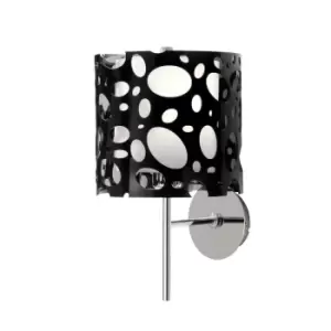 image of Lupin Wall Lamp E27, Gloss Black/White Acrylic/Polished Chrome, CFL Lamps INCLUDED