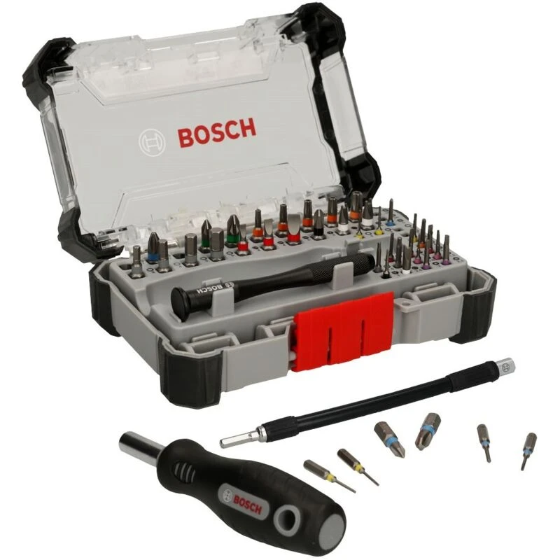 Image of Bosch 42 pc Precision Screwdriver Bit Set Flexible Extension Device Repair Kit 2607002837