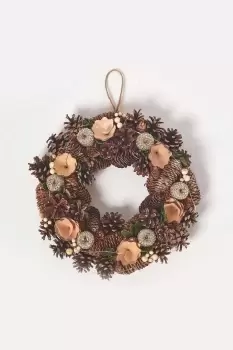 Image of Pinecone Gold Wreath with LED Lights