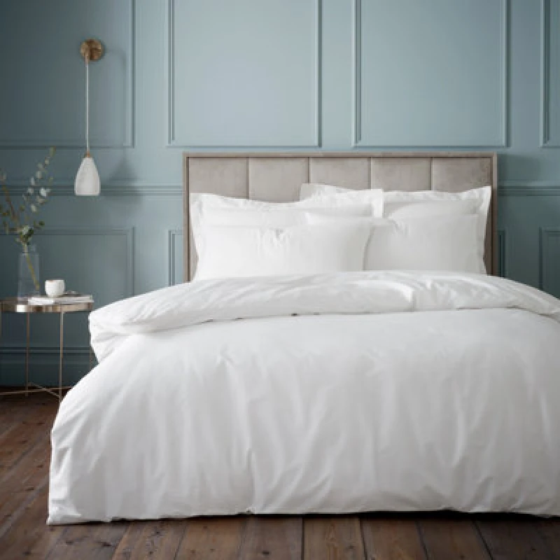 Image of Bianca 180 Thread Count Egyptian Cotton Single Duvet Cover Set With Pillowcase White
