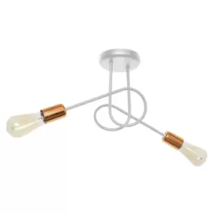 Oxford Multi Arm Semi Flush Ceiling Light White, Copper 38cm