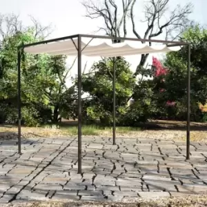 Image of Garden Gazebo with Retractable Roof Canopy - Cream - Vidaxl