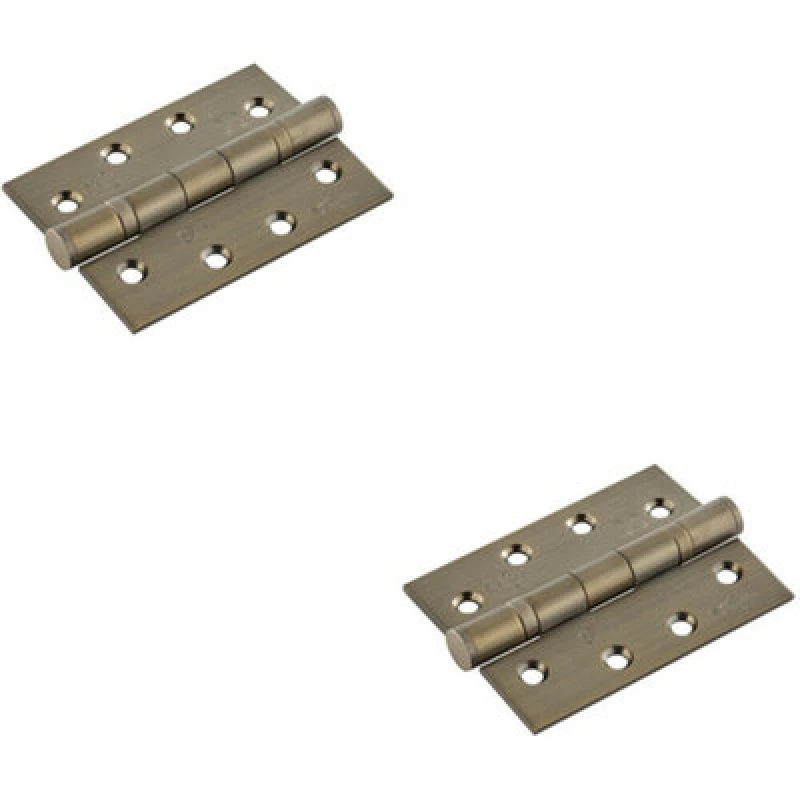 Image of Loops 2x PAIR 102 x 76 x 3mm 13 Ball Bearing Hinge Antique Brass Interior Door Metallics