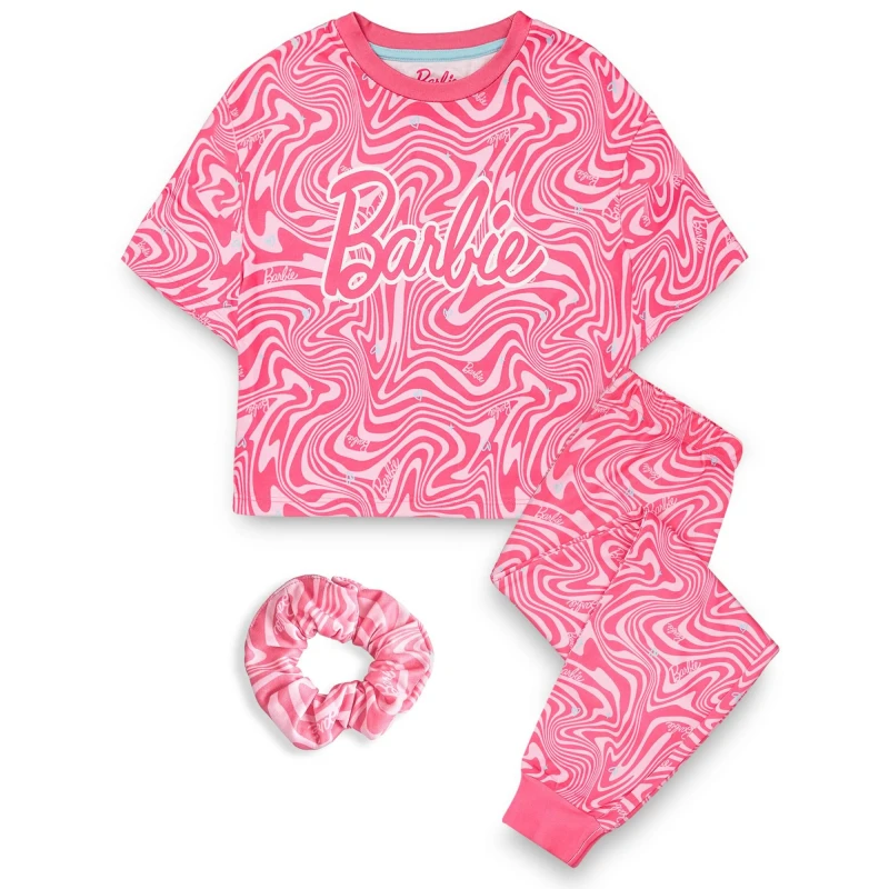 Image of Barbie Short Sleeve Long Leg Pyjama Set Pink female