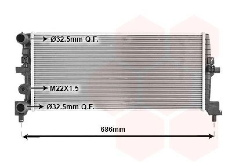 Image of VAN WEZEL Engine radiator VAN WEZEL 58012725
