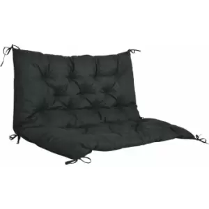 Image of 2 Seater Garden Bench Cushion Outdoor Seat Pad with Ties Black - Black - Outsunny