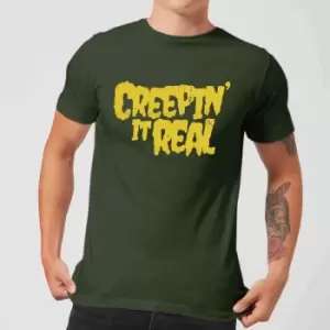 image of Creepin It Real Mens T-Shirt - Forest Green - L