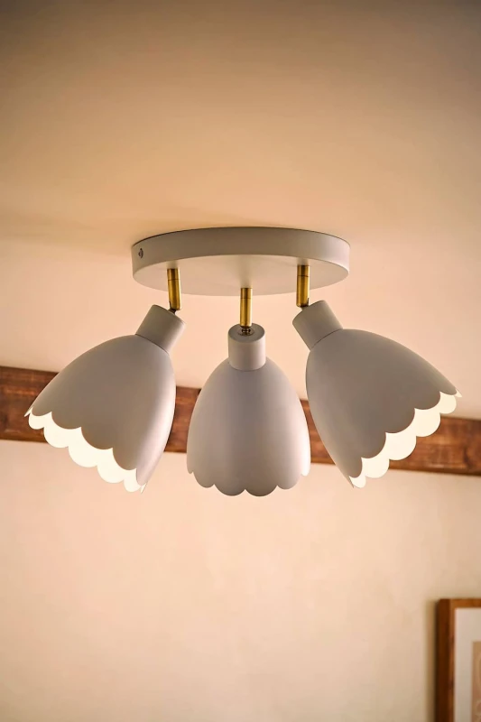 Image of ValueLights Millie Flower Style Scallop Adjustable Spotlight Ceiling Light & Bulbs in Baby Blue Baby Blue Unisex